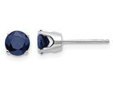 1.40 Carat (ctw) Solitaire Blue Sapphire Post Earrings 5mm in 14K White Gold